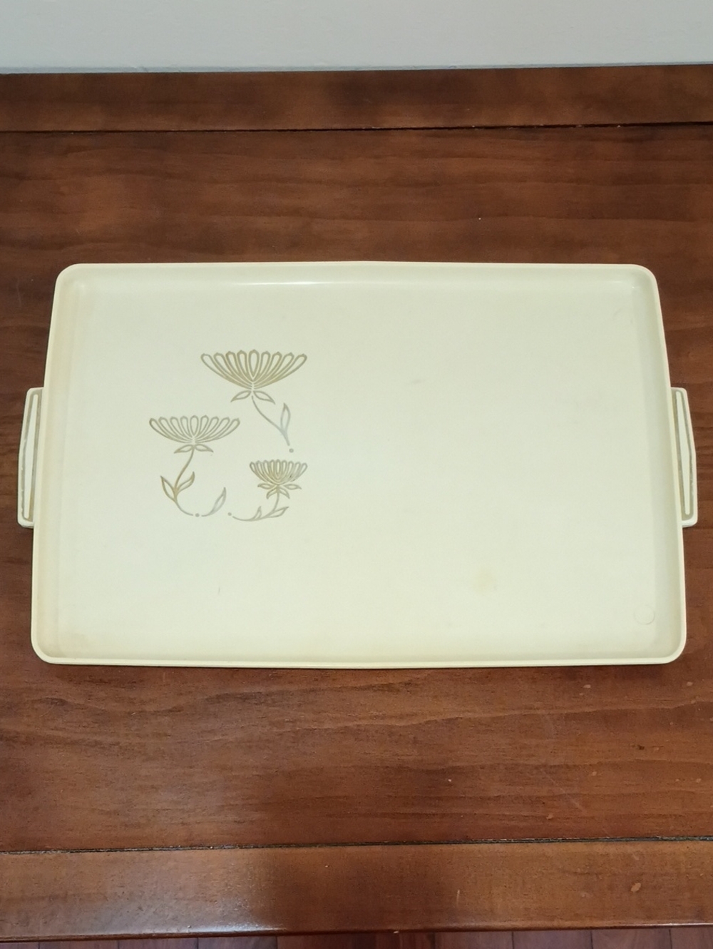 Plastic Serving Tray With Lotus Flowers - MCM Vintage!